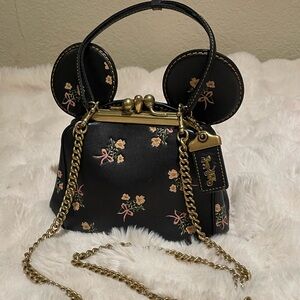 Disney X Coach Black Floral Crossbody Bag